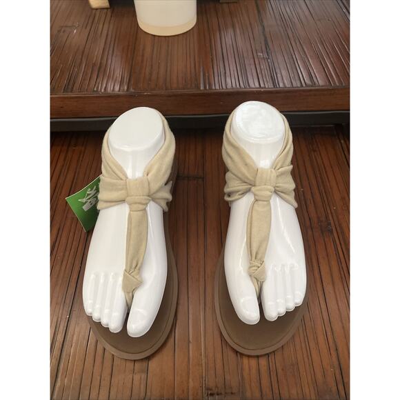 Sanuk Sz 10 Yoga Sling Ella Natural Tan Womens Sandal New Minimalist Rare - Picture 3 of 8